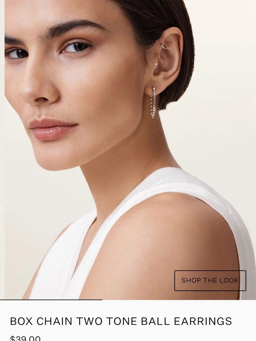 AllSaints Box Chain Two Tone Ball Earrings Warm Brass Mix New With Tags - Picture 8 of 11